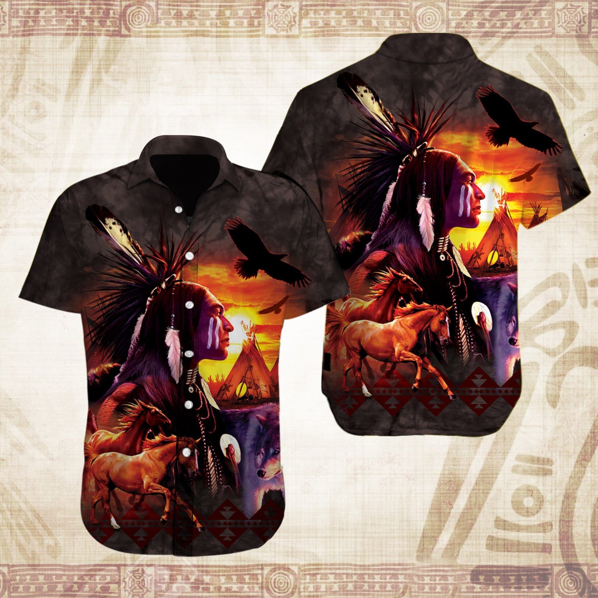 Felacia [Hawaii Shirt] Amazing Native American Unisex Hawaiian Aloha Shirts-ZX1220